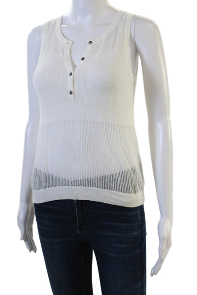 One Grey Day Women Basic Tank White Cotton Round Neck Sleeveless Size XS