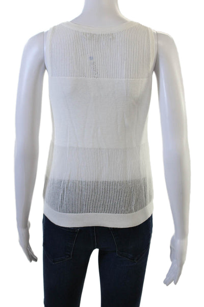 One Grey Day Women Basic Tank White Cotton Round Neck Sleeveless Size XS