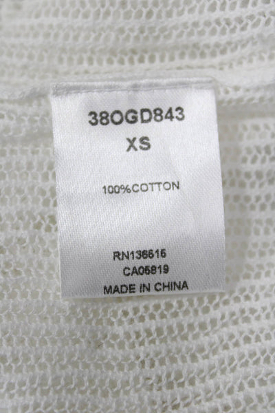 One Grey Day Women Basic Tank White Cotton Round Neck Sleeveless Size XS
