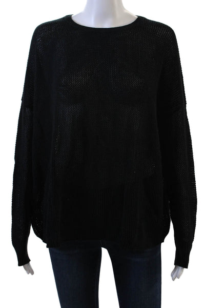 Minnie Rose Unisex Pullover Sweater Black Cotton Cashmere Size XS