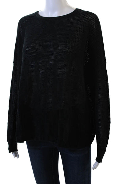 Minnie Rose Unisex Pullover Sweater Black Cotton Cashmere Size XS