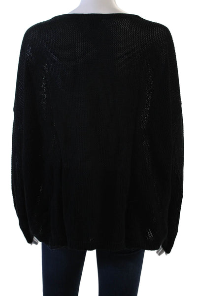 Minnie Rose Unisex Pullover Sweater Black Cotton Cashmere Size XS