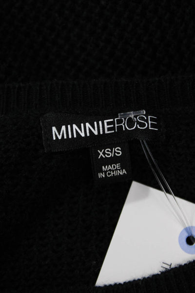 Minnie Rose Unisex Pullover Sweater Black Cotton Cashmere Size XS