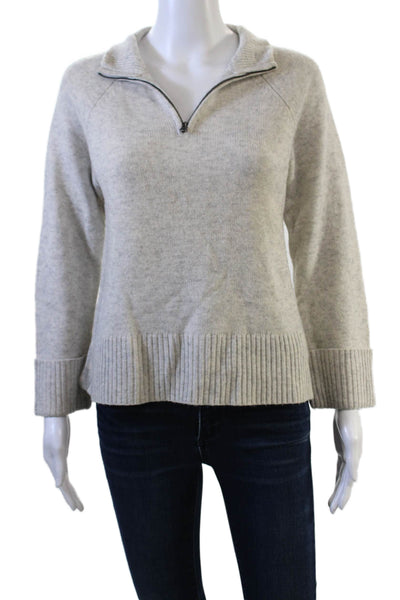 SWTR Womens Gray Extrafine Merino Cashmere Pullover Mock Neck Zip Size XS