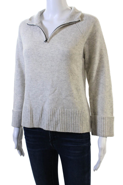 SWTR Womens Gray Extrafine Merino Cashmere Pullover Mock Neck Zip Size XS
