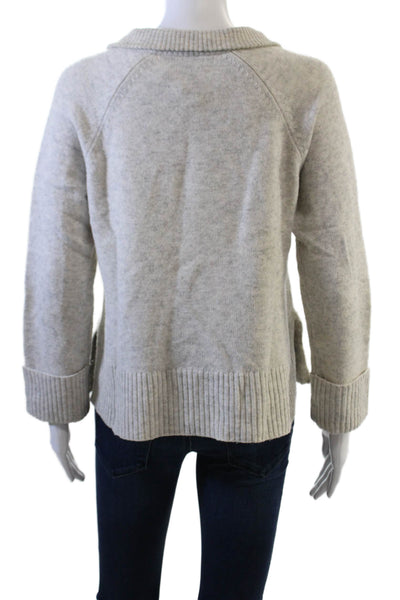 SWTR Womens Gray Extrafine Merino Cashmere Pullover Mock Neck Zip Size XS