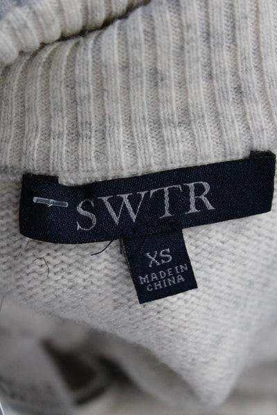 SWTR Womens Gray Extrafine Merino Cashmere Pullover Mock Neck Zip Size XS