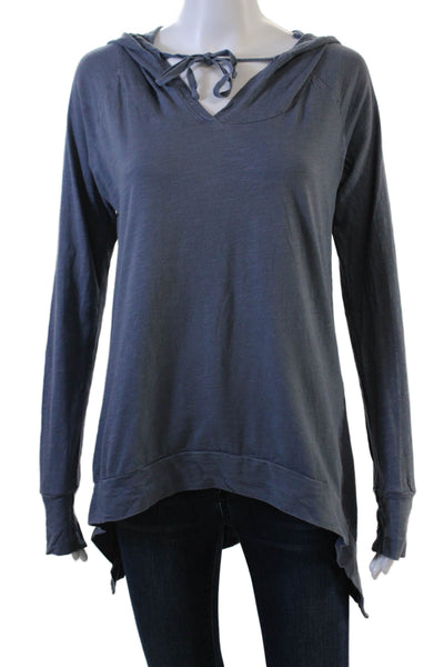 Velvet Womens Pullover Hoodies Dark Gray V-Neck Cotton Long Sleeve Boho Size S
