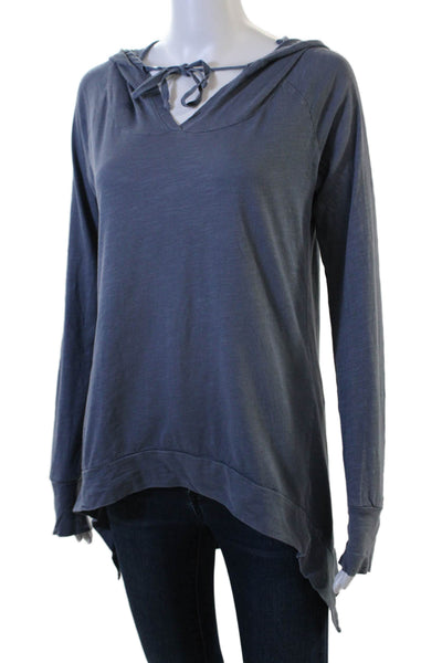 Velvet Womens Pullover Hoodies Dark Gray V-Neck Cotton Long Sleeve Boho Size S
