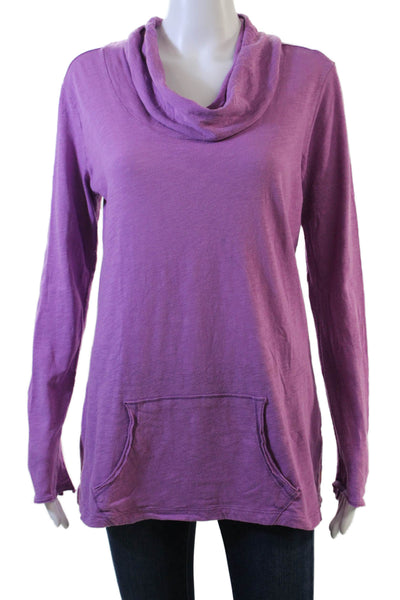 Lucy Womens Tunic Sweatshirt Purple Turtleneck Long Sleeve 100% Cotton Size S