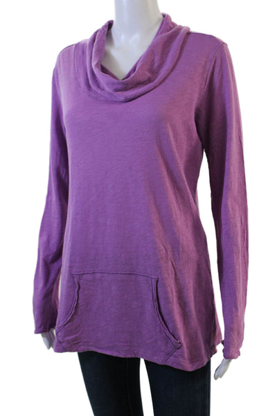 Lucy Womens Tunic Sweatshirt Purple Turtleneck Long Sleeve 100% Cotton Size S