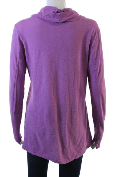 Lucy Womens Tunic Sweatshirt Purple Turtleneck Long Sleeve 100% Cotton Size S
