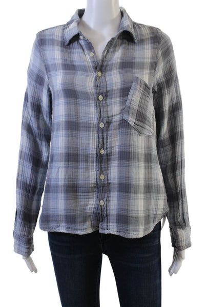 CP Shades Women Plaid Collared Cotton Button-Up Long Sleeve Top Size XS