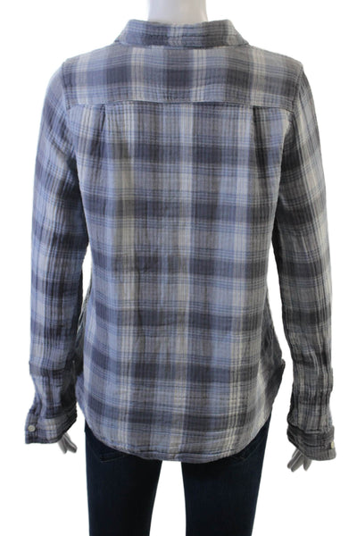 CP Shades Women Plaid Collared Cotton Button-Up Long Sleeve Top Size XS