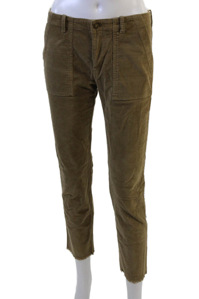 Nili Lotan Womens Brown Cropped Ankle Pants Button Size 2