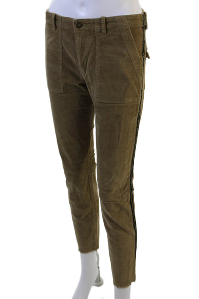 Nili Lotan Womens Brown Cropped Ankle Pants Button Size 2