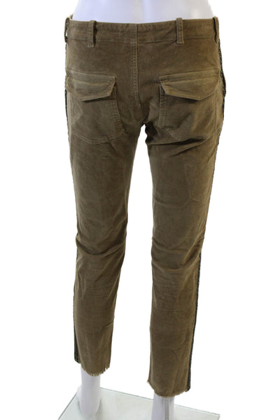 Nili Lotan Womens Brown Cropped Ankle Pants Button Size 2