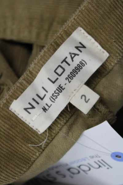 Nili Lotan Womens Brown Cropped Ankle Pants Button Size 2
