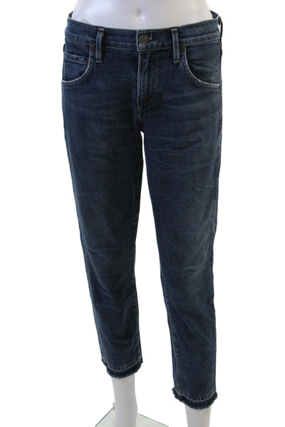 Citizens of Humanity Women Ankle Cropped Dark Blue Mid Rise Jeans Size 24
