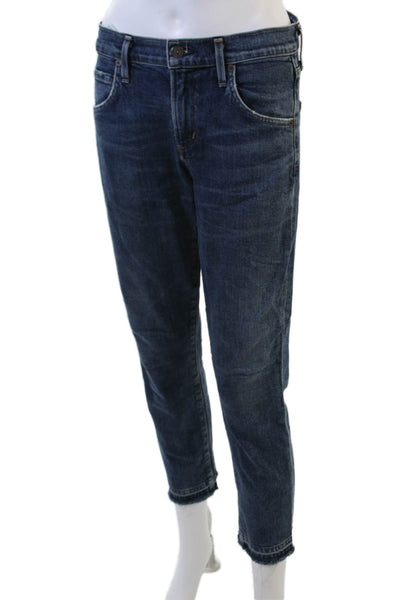 Citizens of Humanity Women Ankle Cropped Dark Blue Mid Rise Jeans Size 24