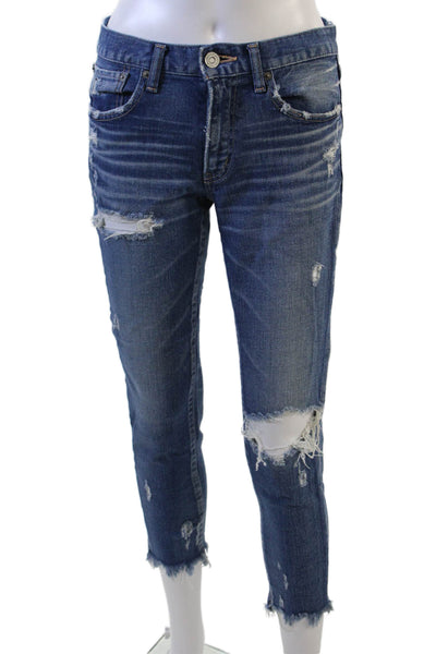 Moussy Womens Ankle Cropped Blue Mid Rise Jeans Size 28