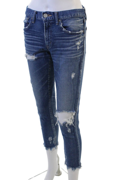 Moussy Womens Ankle Cropped Blue Mid Rise Jeans Size 28