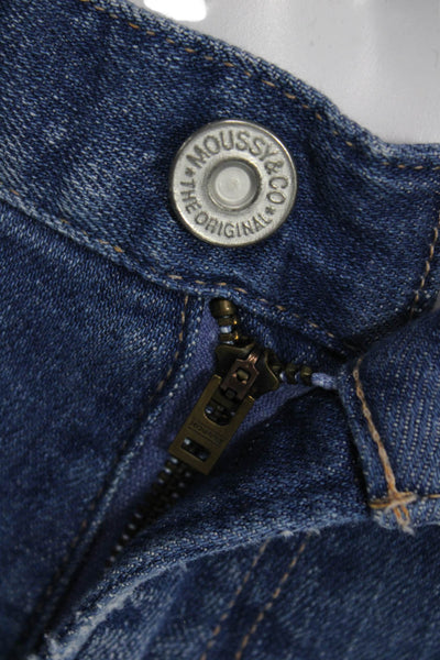 Moussy Womens Ankle Cropped Blue Mid Rise Jeans Size 28