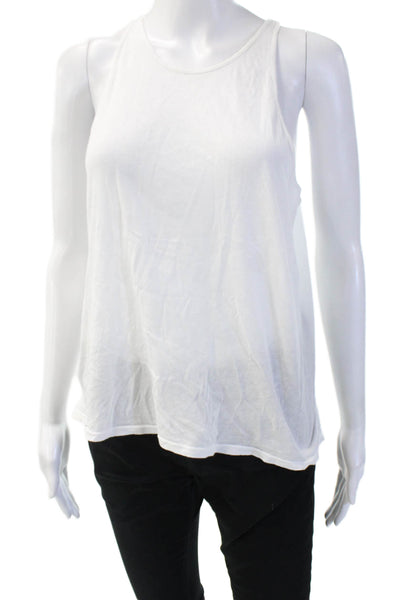 Enza Costa Womens Basic White Cotton Sleeveless Round Neck Tank Size S