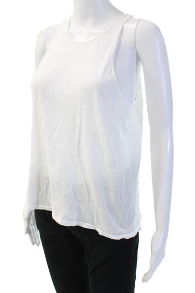 Enza Costa Womens Basic White Cotton Sleeveless Round Neck Tank Size S