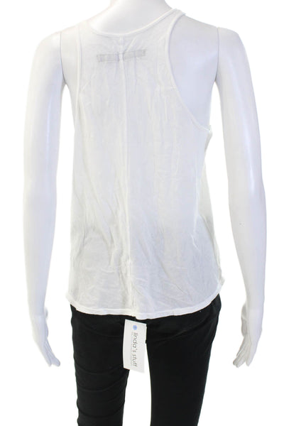 Enza Costa Womens Basic White Cotton Sleeveless Round Neck Tank Size S