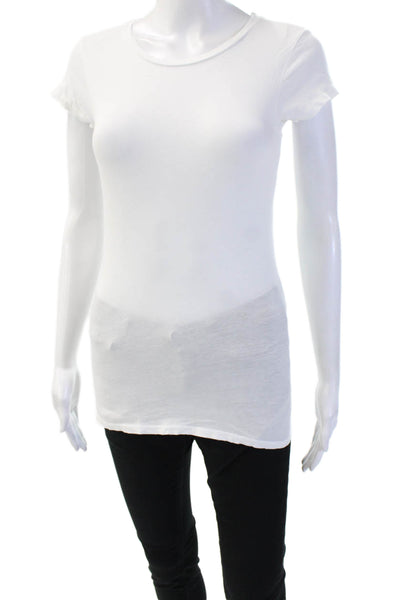 Amo Womens Basic Jersey Tee White 100% Cotton Crew Neck Short Sleeve Size XS