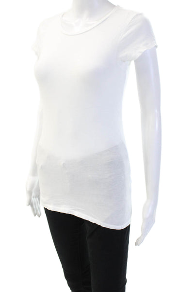 Amo Womens Basic Jersey Tee White 100% Cotton Crew Neck Short Sleeve Size XS