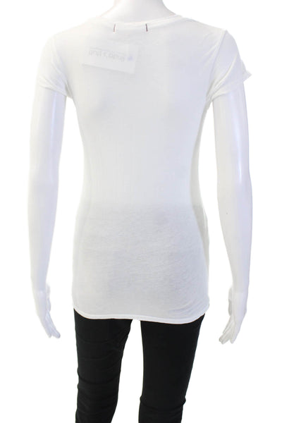 Amo Womens Basic Jersey Tee White 100% Cotton Crew Neck Short Sleeve Size XS