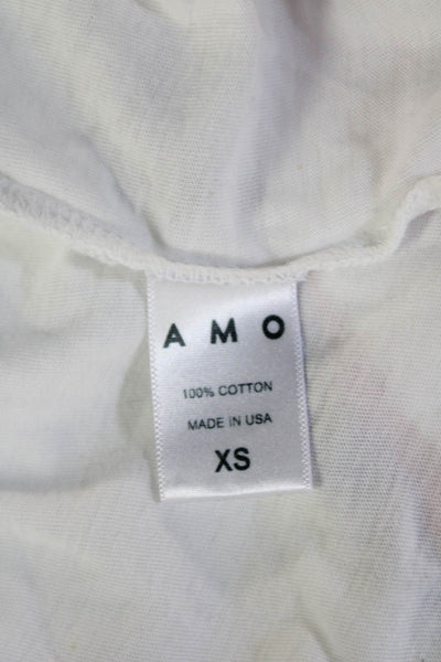 Amo Womens Basic Jersey Tee White 100% Cotton Crew Neck Short Sleeve Size XS