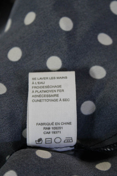 Birds of Paradis Women Dark Blue Polka Dot Collared Button Blouse Size XS