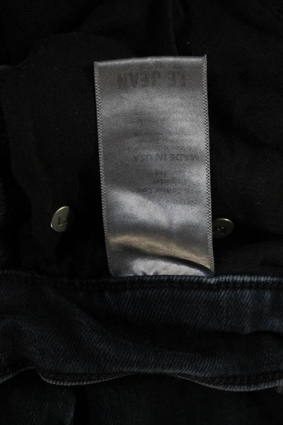 Le Jean Women Cropped Mom Jeans Black Denim Button Size 26