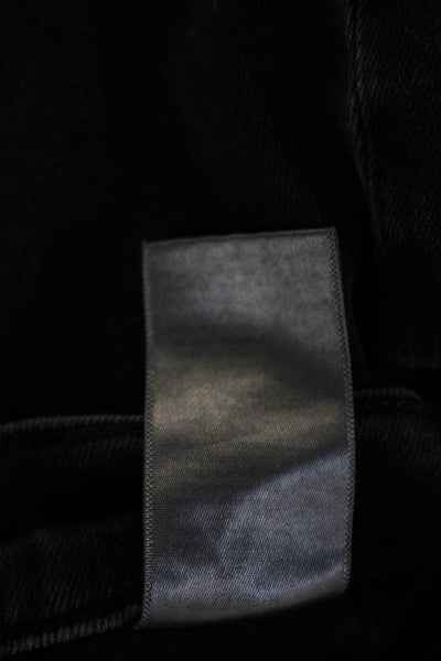Le Jean Women Cropped Mom Jeans Black Denim Button Size 26