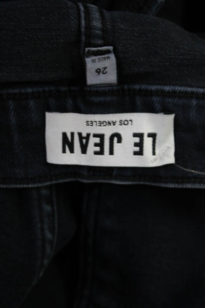 Le Jean Women Cropped Mom Jeans Black Denim Button Size 26