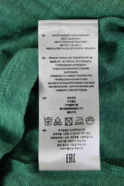 IRO Women Basic Green Linen T-Shirt Crew Neck Short Sleeve Designer Size XS