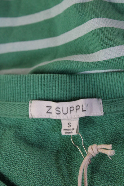Z Supply Womens Cropped Striped Green Cotton Tank Crew Neck Sleeveless Size S