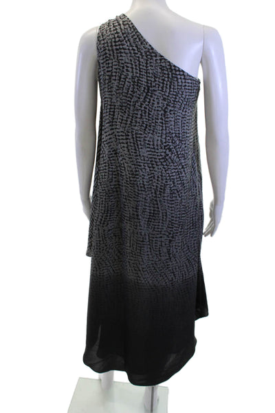 Halston Heritage Women Shift Dress Black Sleeveless Geometric Midi Size XS