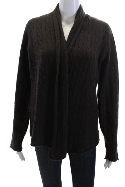 White + Warren Unisex Black Linen Cotton Cardigan Sweater Long Sleeve Size M