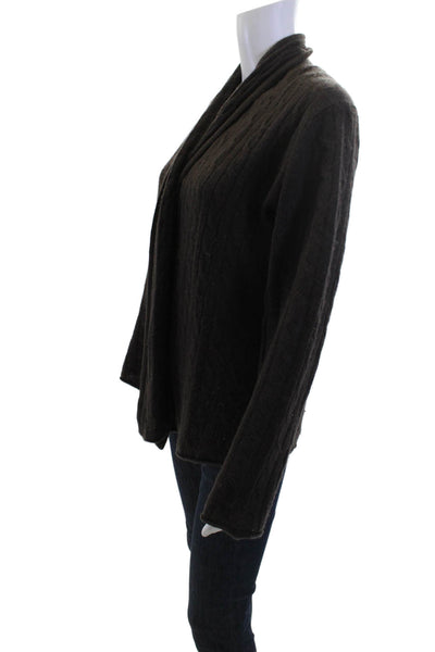 White + Warren Unisex Black Linen Cotton Cardigan Sweater Long Sleeve Size M