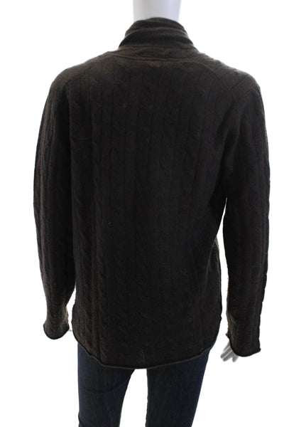 White + Warren Unisex Black Linen Cotton Cardigan Sweater Long Sleeve Size M
