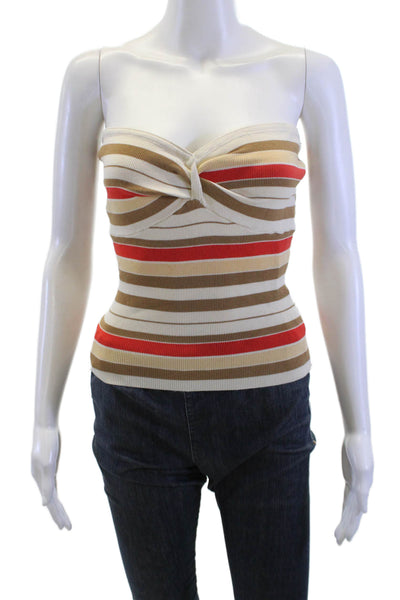 Heartloom Womens Cropped Striped Tank Sleeveless Beige Size S