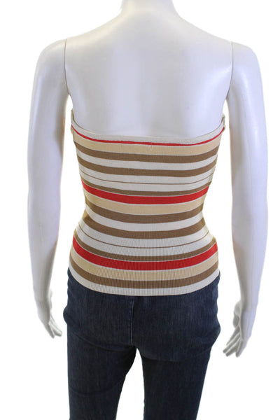 Heartloom Womens Cropped Striped Tank Sleeveless Beige Size S