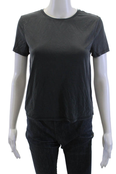 Alice + Olivia Women Basic Short Sleeve T-Shirt Dark Gray Crew Neck Size XS