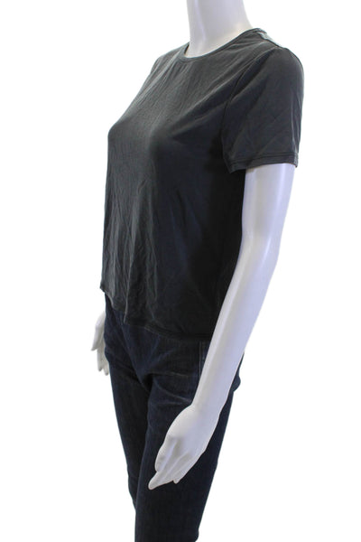 Alice + Olivia Women Basic Short Sleeve T-Shirt Dark Gray Crew Neck Size XS
