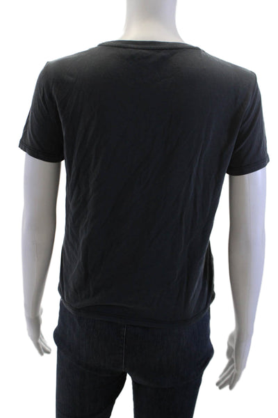 Alice + Olivia Women Basic Short Sleeve T-Shirt Dark Gray Crew Neck Size XS