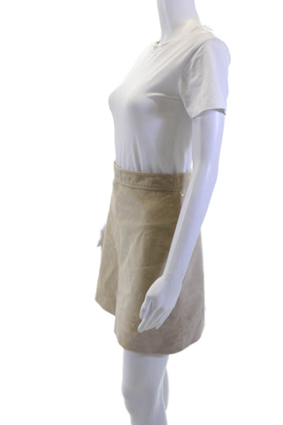 Vanessa Bruno Womens A-Line Mini Skirt Beige Herringbone Cotton Size S